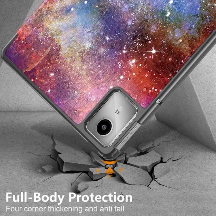For Lenovo Tab M11/ Xiaoxin Pad 11 2024 Custer Coloured Drawing 3-folding Leather Smart Tablet Case(Milky Way)
