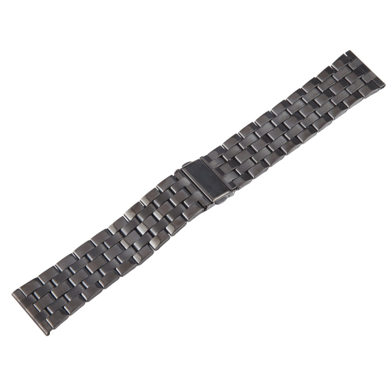 22mm Universal Five Beads Stainless Steel Watch Band(Black)