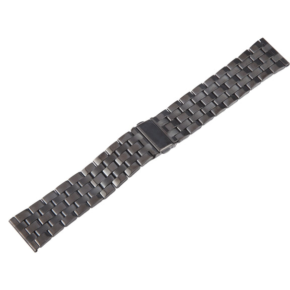 22mm Universal Five Beads Stainless Steel Watch Band(Black)