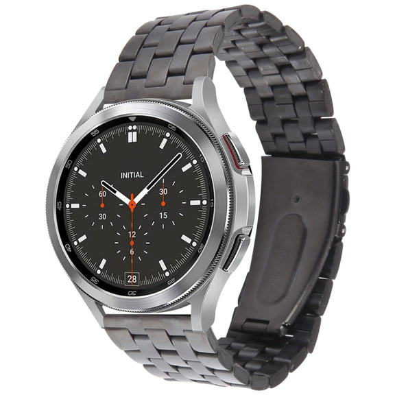 22mm Universal Five Beads Stainless Steel Watch Band(Black)