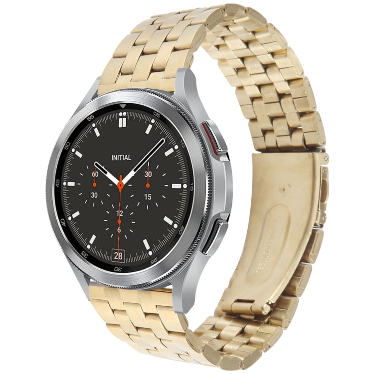 22mm Universal Five Beads Stainless Steel Watch Band(Gold)
