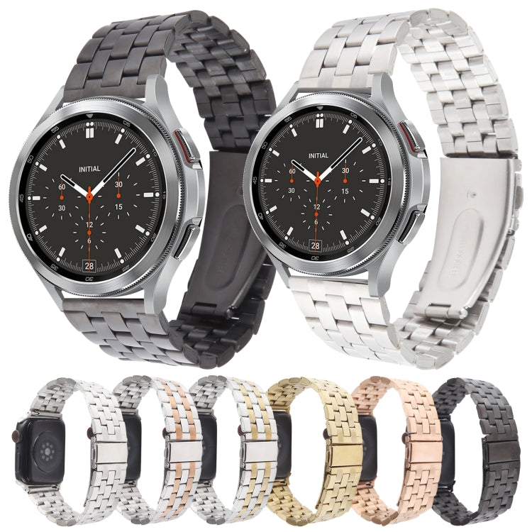 22mm Universal Five Beads Stainless Steel Watch Band(Black)