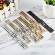22mm Universal Five Beads Stainless Steel Watch Band(Black)