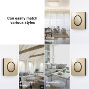 86mm Round LED Tempered Glass Switch Panel, Gold Round Glass, Style:Three Open Dual Control