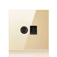 86mm Round LED Tempered Glass Switch Panel, Gold Round Glass, Style:Telephone-TV Socket - Switch by PMC TechLife | Online Shopping South Africa | PMC TechLife | Buy Now Pay Later Mobicred