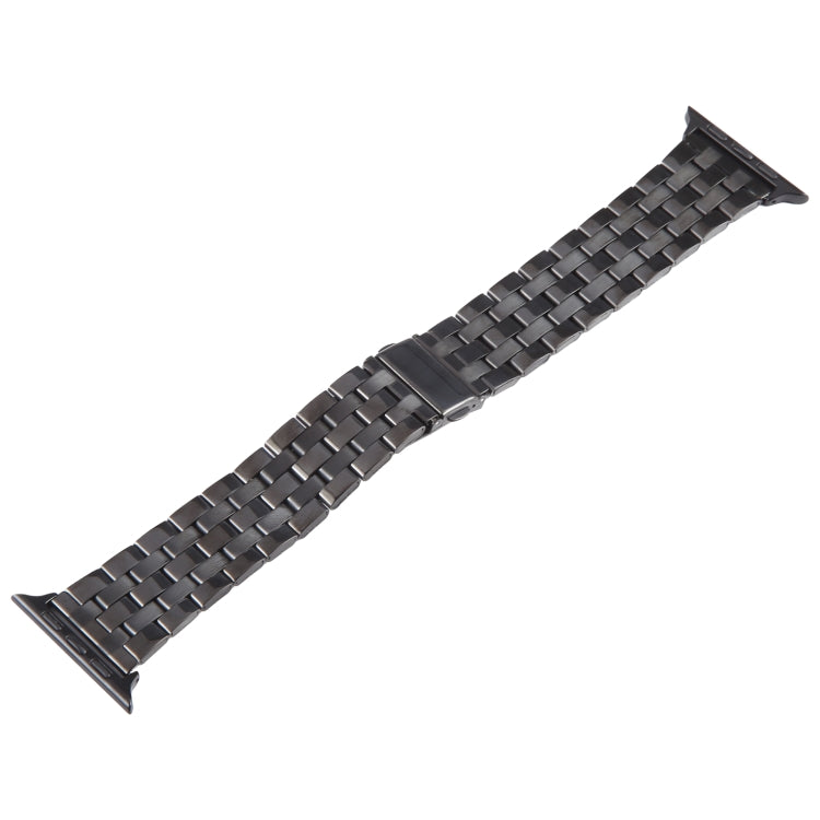 For Apple Watch SE 40mm 22mm Ultra-thin Five Beads Stainless Steel Watch Band(Black)