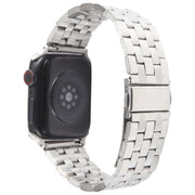For Apple Watch SE 40mm 22mm Ultra-thin Five Beads Stainless Steel Watch Band(Silver)