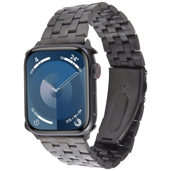 For Apple Watch SE 44mm 22mm Ultra-thin Five Beads Stainless Steel Watch Band(Black)