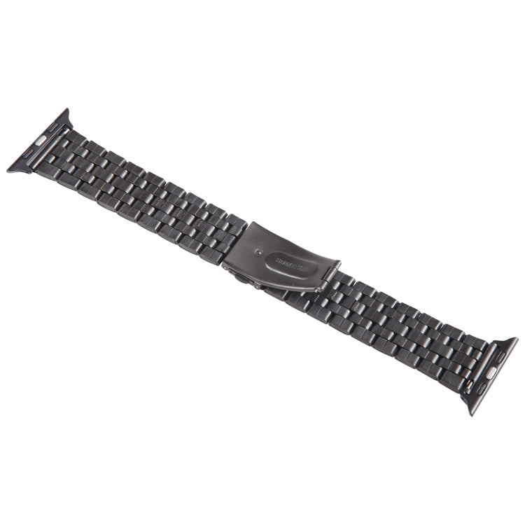 For Apple Watch 42mm 22mm Ultra-thin Five Beads Stainless Steel Watch Band(Black)
