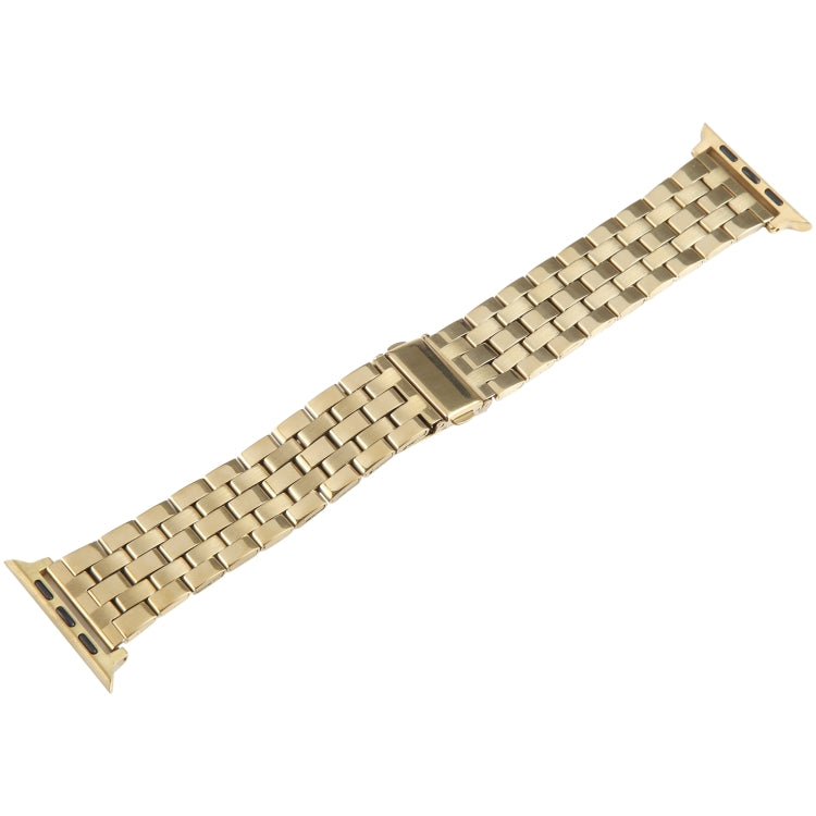For Apple Watch 42mm 22mm Ultra-thin Five Beads Stainless Steel Watch Band(Gold)