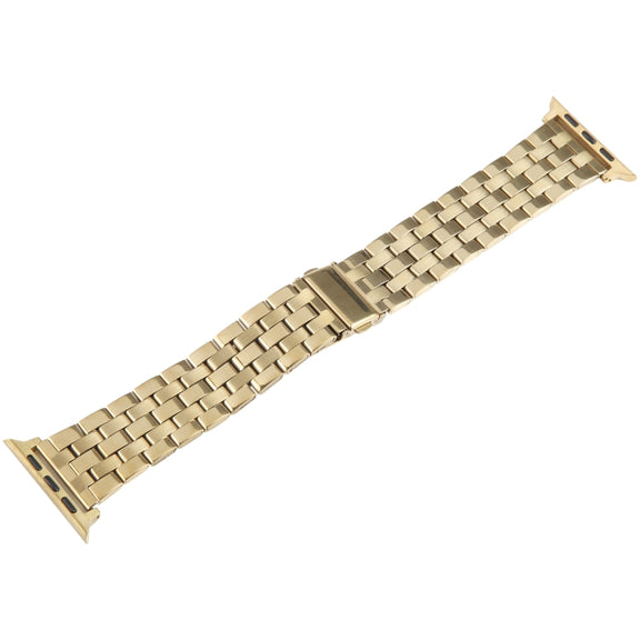 For Apple Watch 42mm 22mm Ultra-thin Five Beads Stainless Steel Watch Band(Gold)