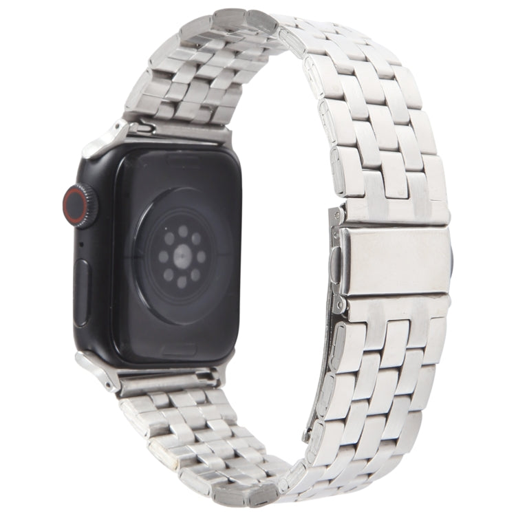 For Apple Watch 38mm 22mm Ultra-thin Five Beads Stainless Steel Watch Band(Silver)