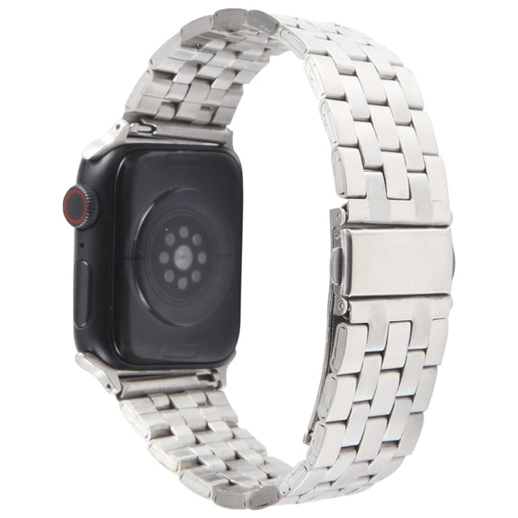 For Apple Watch 38mm 22mm Ultra-thin Five Beads Stainless Steel Watch Band(Silver)