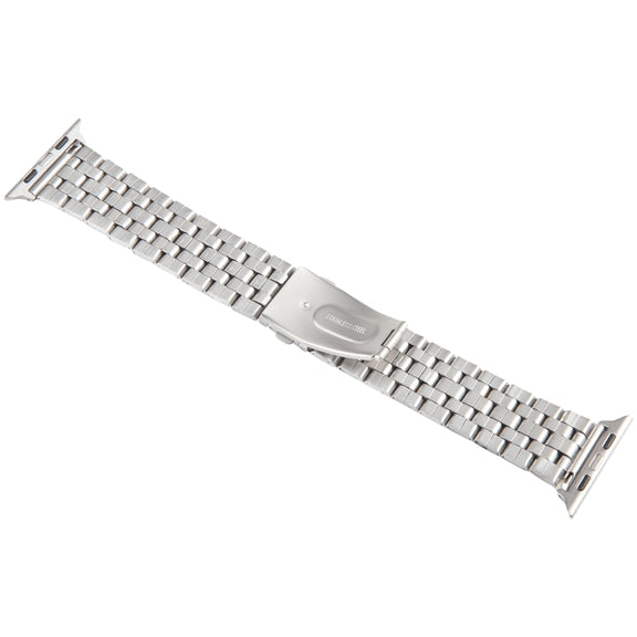 For Apple Watch 38mm 22mm Ultra-thin Five Beads Stainless Steel Watch Band(Silver)