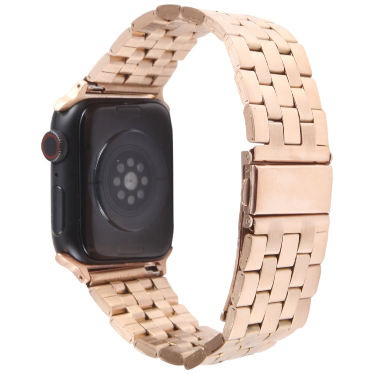 For Apple Watch 38mm 22mm Ultra-thin Five Beads Stainless Steel Watch Band(Rose Gold)
