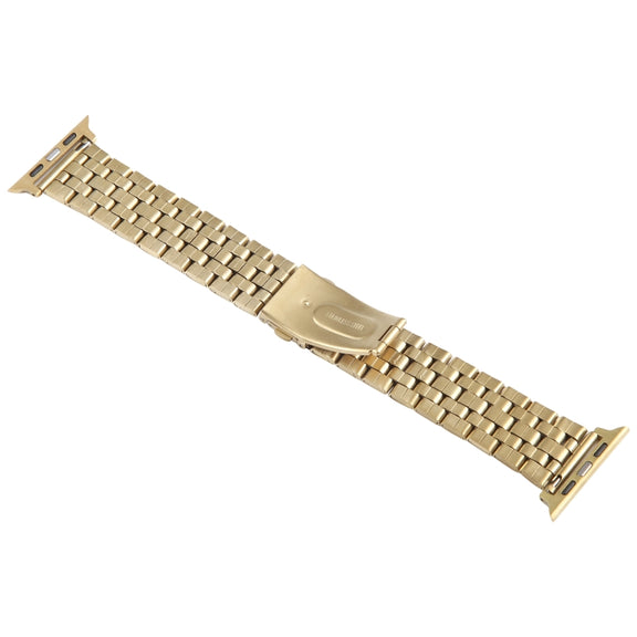 For Apple Watch 38mm 22mm Ultra-thin Five Beads Stainless Steel Watch Band(Gold)