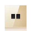 86mm Round LED Tempered Glass Switch Panel, Gold Round Glass, Style:Dual Computer Socket - Switch by PMC TechLife | Online Shopping South Africa | PMC TechLife | Buy Now Pay Later Mobicred