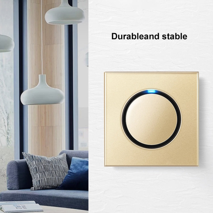 86mm Round LED Tempered Glass Switch Panel, Gold Round Glass, Style:Computer Socket