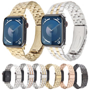 For Apple Watch 38mm 22mm Ultra-thin Five Beads Stainless Steel Watch Band(Silver)