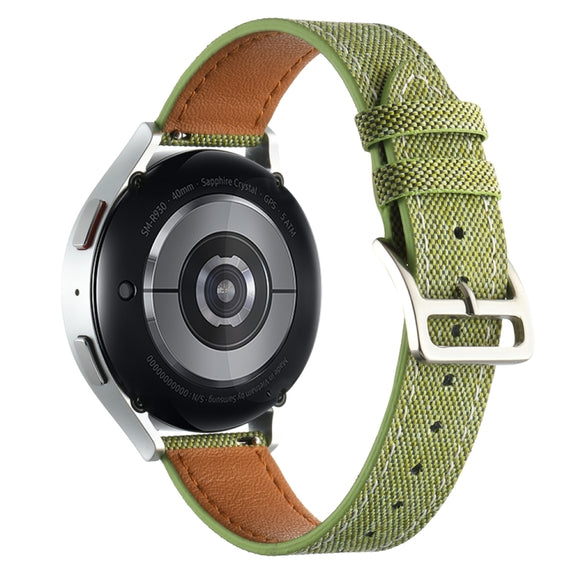 20mm Universal Denim Leather Buckle Watch Band(Grass Green)