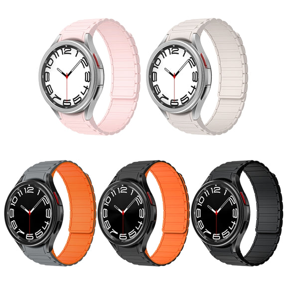 For Samsung Galaxy Watch 6 / 5 / 4 Magnetic Loop Silicone Watch Band(Grey Orange)