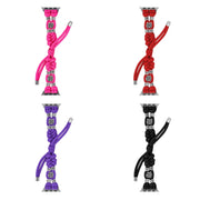 For Apple Watch Ultra 49mm Chrysanthemum Beads Paracord Braided Watch Band(Black)