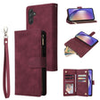 For Samsung Galaxy A55 5G Multifunctional Frosted Zipper Wallet Leather Phone Case(Wine Red) - Galaxy Phone Cases by PMC TechLife | Online Shopping South Africa | PMC TechLife