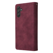 For Samsung Galaxy A55 5G Multifunctional Frosted Zipper Wallet Leather Phone Case(Wine Red)