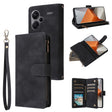 For Xiaomi Redmi Note 13 Pro+ Multifunctional Frosted Zipper Wallet Leather Phone Case(Black) - Note 13 Pro+ Cases by PMC TechLife | Online Shopping South Africa | PMC TechLife | Buy Now Pay Later Mobicred