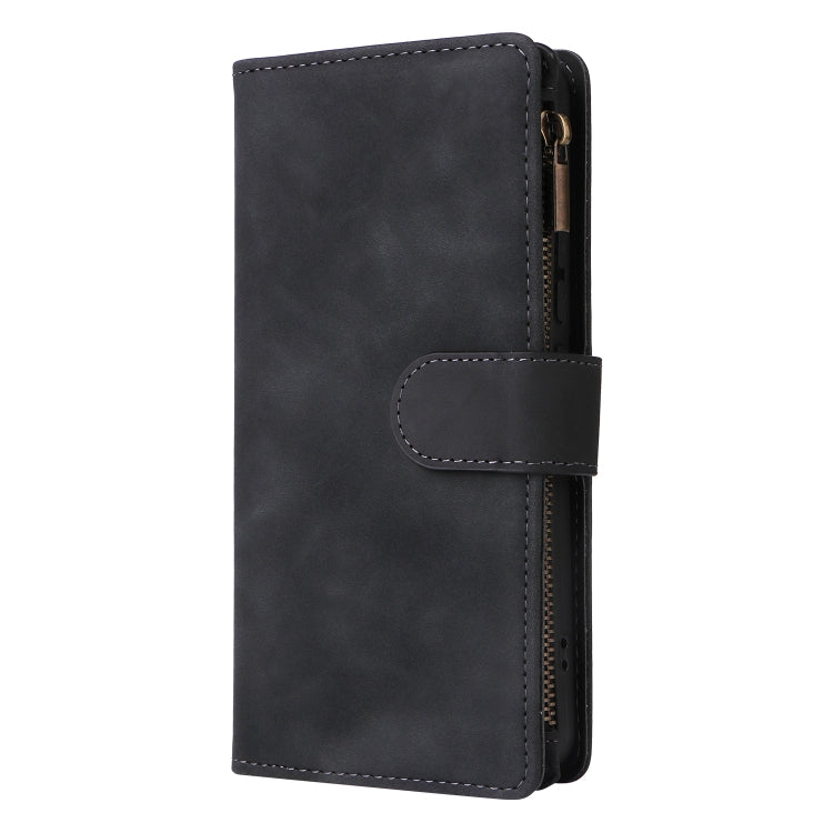 For Xiaomi Redmi Note 13 Pro+ Multifunctional Frosted Zipper Wallet Leather Phone Case(Black)