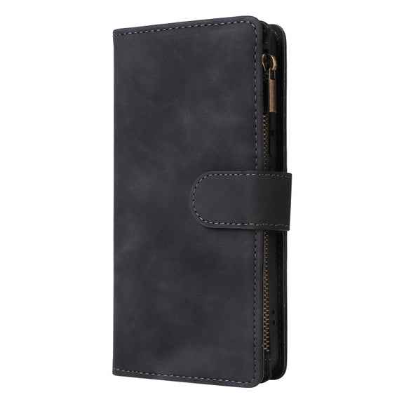 For Xiaomi Redmi Note 13 Pro+ Multifunctional Frosted Zipper Wallet Leather Phone Case(Black)