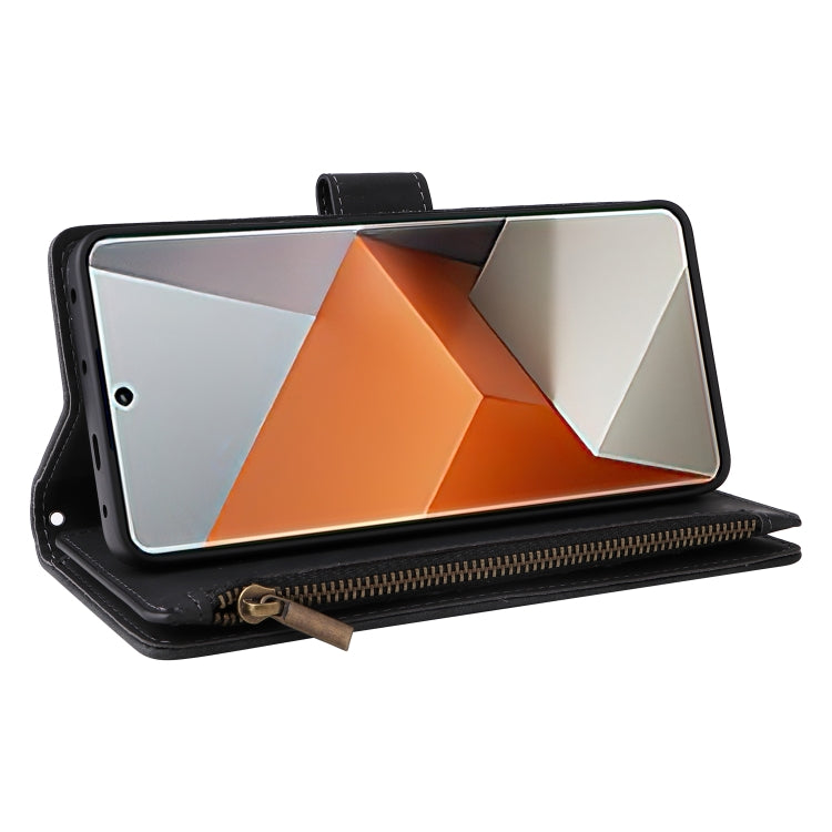 For Xiaomi Redmi Note 13 Pro+ Multifunctional Frosted Zipper Wallet Leather Phone Case(Black)