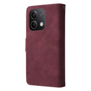 For Xiaomi Redmi Note 13 5G Multifunctional Frosted Zipper Wallet Leather Phone Case(Wine Red)