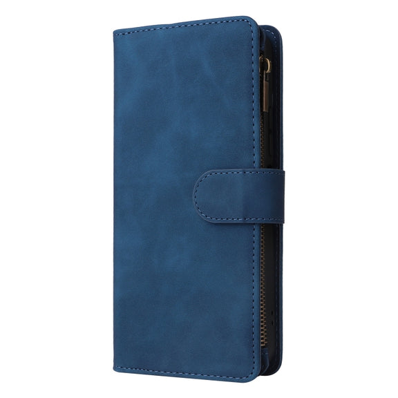 For Xiaomi Redmi 13C 4G Global Multifunctional Frosted Zipper Wallet Leather Phone Case(Blue)