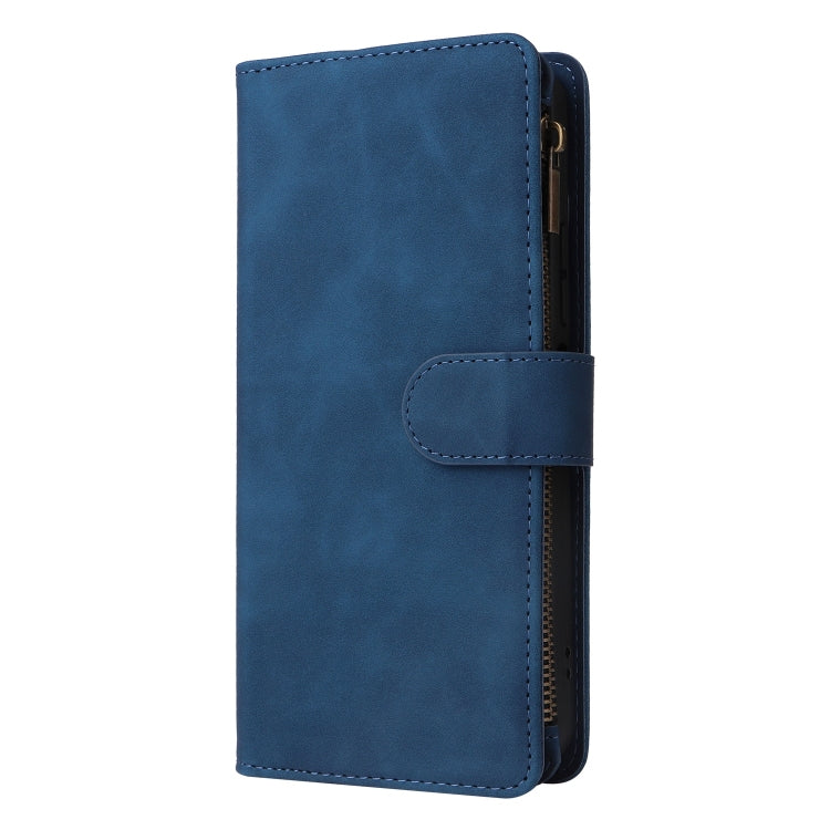 For Xiaomi Redmi 13C 4G Global Multifunctional Frosted Zipper Wallet Leather Phone Case(Blue)