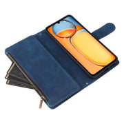 For Xiaomi Redmi 13C 4G Global Multifunctional Frosted Zipper Wallet Leather Phone Case(Blue)