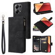 For Xiaomi Redmi Note 13 Pro 4G Multifunctional Frosted Zipper Wallet Leather Phone Case(Black) - Note 13 Pro Cases by PMC TechLife | Online Shopping South Africa | PMC TechLife | Buy Now Pay Later Mobicred
