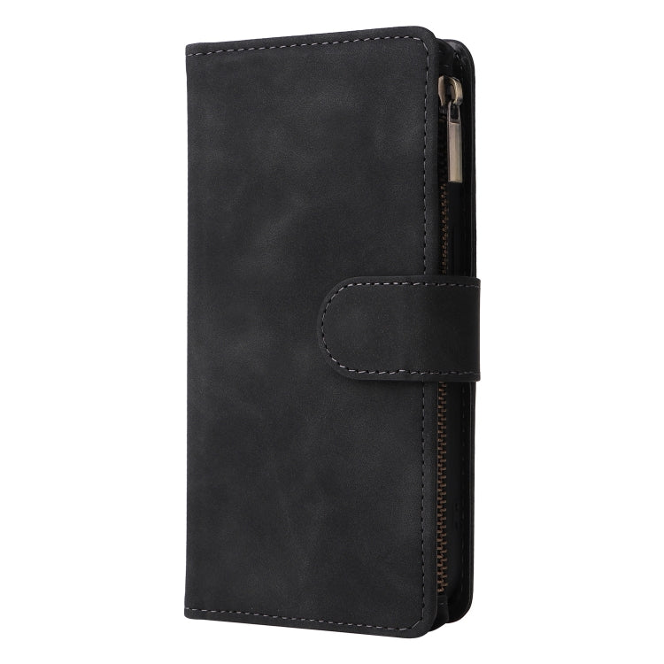 For Xiaomi Redmi Note 13 Pro 4G Multifunctional Frosted Zipper Wallet Leather Phone Case(Black)