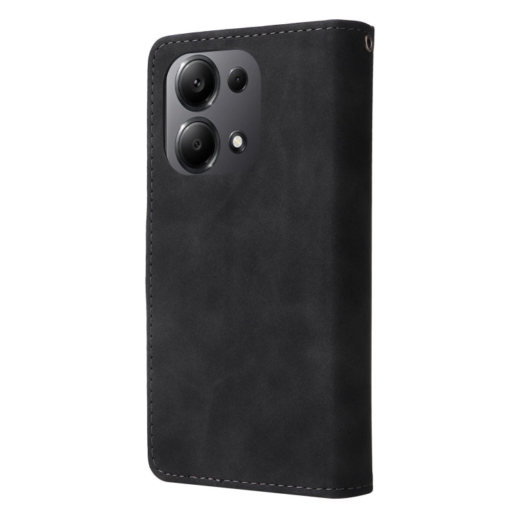 For Xiaomi Redmi Note 13 Pro 4G Multifunctional Frosted Zipper Wallet Leather Phone Case(Black)