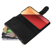 For Xiaomi Redmi Note 13 Pro 4G Multifunctional Frosted Zipper Wallet Leather Phone Case(Black)