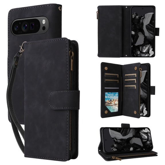 For Google Pixel 9 Pro Multifunctional Multi-Card Wallet Phone Leather Case(Black)