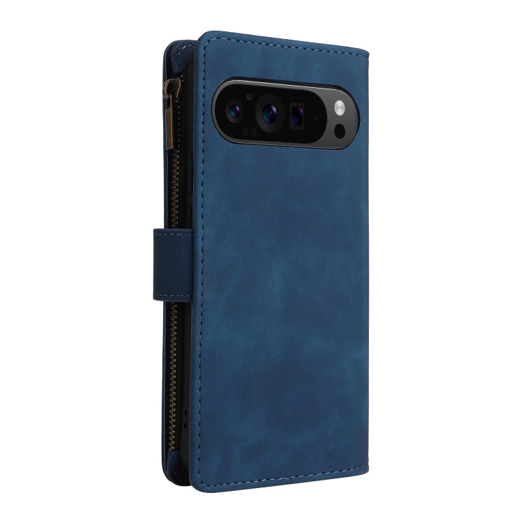 For Google Pixel 9 Pro Multifunctional Multi-Card Wallet Phone Leather Case(Blue)
