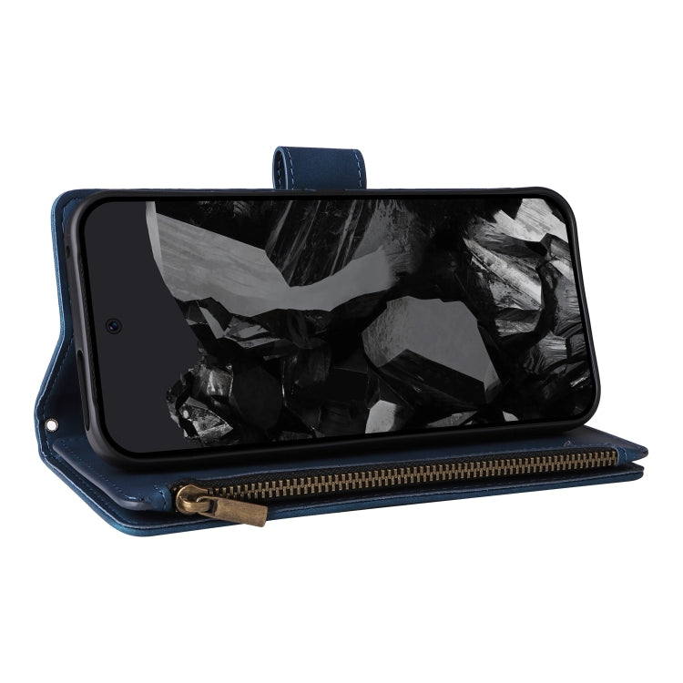 For Google Pixel 9 Pro Multifunctional Multi-Card Wallet Phone Leather Case(Blue)