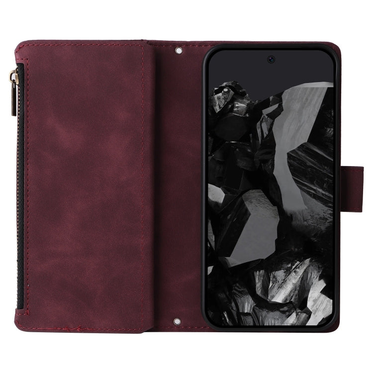 For Google Pixel 9 Pro Multifunctional Multi-Card Wallet Phone Leather Case(Wine Red)