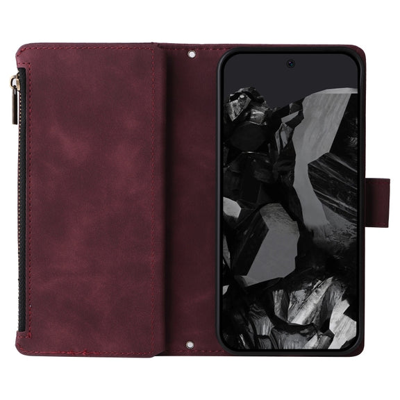 For Google Pixel 9 Pro Multifunctional Multi-Card Wallet Phone Leather Case(Wine Red)