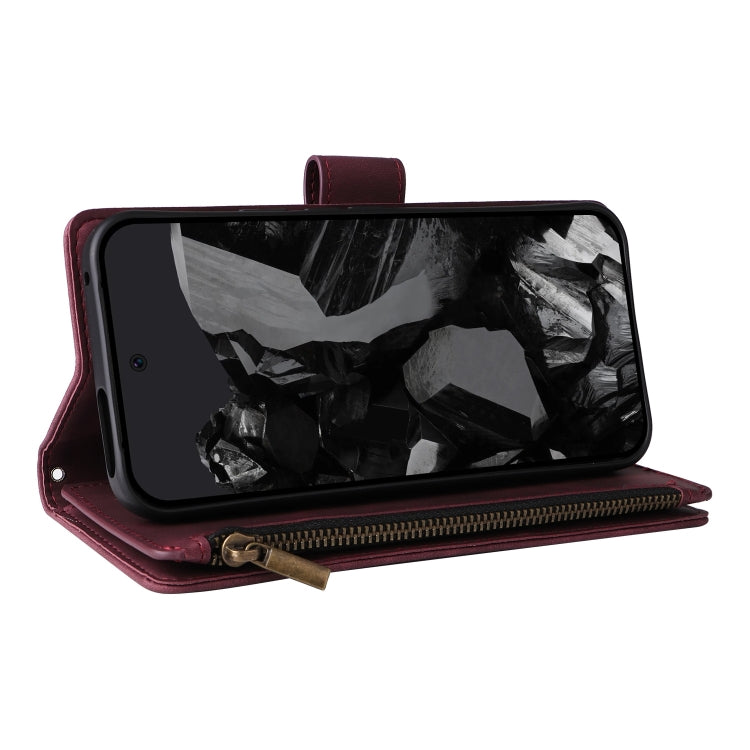 For Google Pixel 9 Pro Multifunctional Multi-Card Wallet Phone Leather Case(Wine Red)