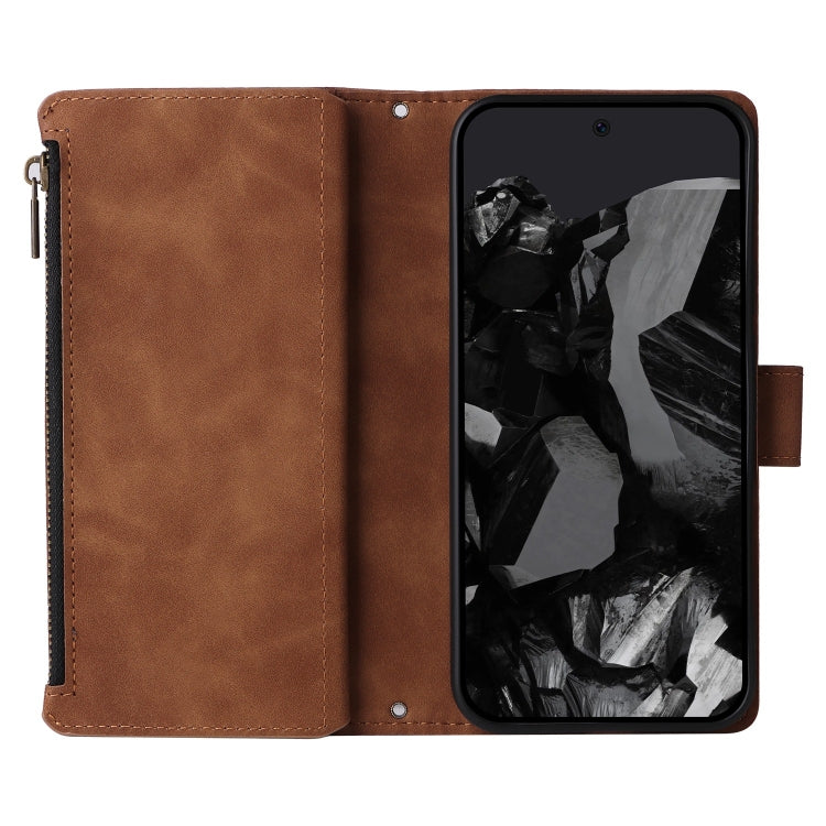 For Google Pixel 9 Pro Multifunctional Multi-Card Wallet Phone Leather Case(Brown)