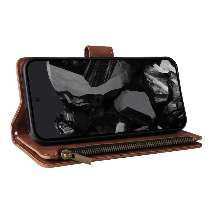 For Google Pixel 9 Pro Multifunctional Multi-Card Wallet Phone Leather Case(Brown)