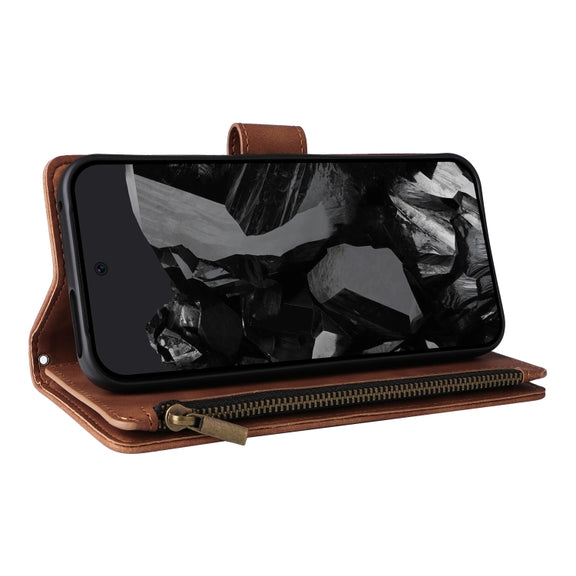 For Google Pixel 9 Pro Multifunctional Multi-Card Wallet Phone Leather Case(Brown)