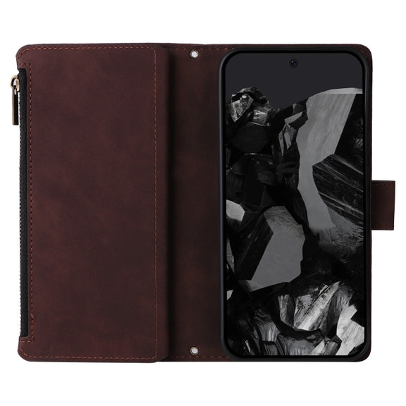 For Google Pixel 9 Pro Multifunctional Multi-Card Wallet Phone Leather Case(Coffee)